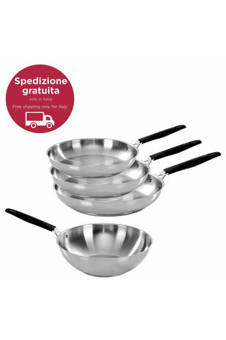 33 CARATI INOX
Set 4 pezzi acciaio inox - padellecm 20-24-28 + Wok