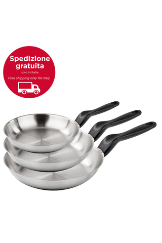 LE INOXIDABILI
Tris acciaio inox - set 3 padelle cm 20/24/28