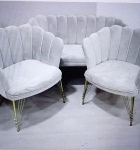 Decorspace Divano in velluto"Giliola" Poltrona a conchiglia con piedi ottone + poltrona
