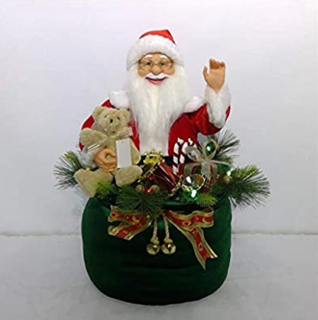 TIMSTOR - Babbo Natale nel Sacco Verde e Rosso con Luci LED 60 cm