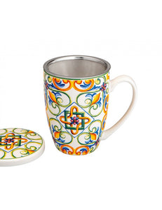 MUG MEDICEA GIGLIO NEW BONE CHINA CON INFUSORE INOX BRANDANI
