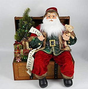 TIMSTOR Babbo Natale con Albero in Cassa di Legno Colorfull con LED 49.5X46.5X57CM