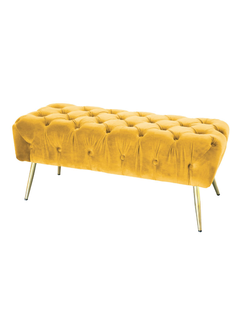 FONDO LETTO GIALLO VELLUTO CON ZAMPE ORO METAL