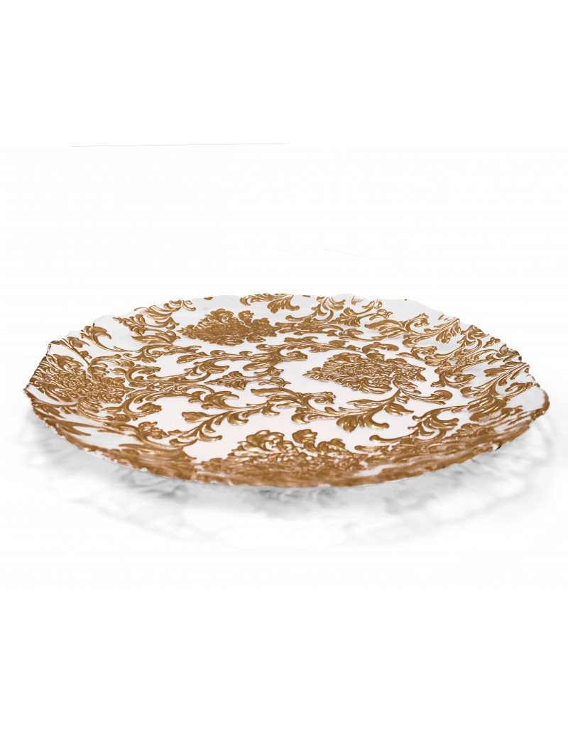 PIATTO DAMASCO GOLD CM 32 VETRO BRANDANI
