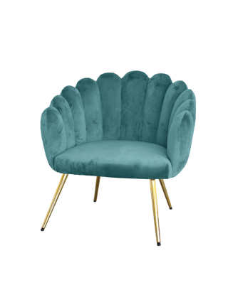 POLTRONA CONCHIGLIA TIFFANY VELLUTO CON ZAMPE ORO METAL