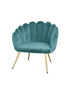 POLTRONA CONCHIGLIA TIFFANY VELLUTO CON ZAMPE ORO METAL
