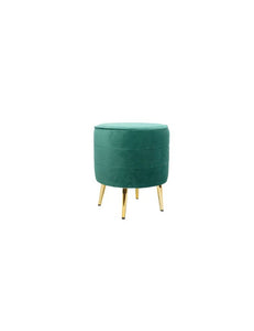 POUF PETROLIO VELLUTO CON ZAMPE ORO METAL