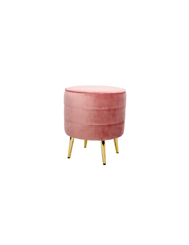 POUF CIPRIA VELLUTO CON ZAMPE ORO METAL