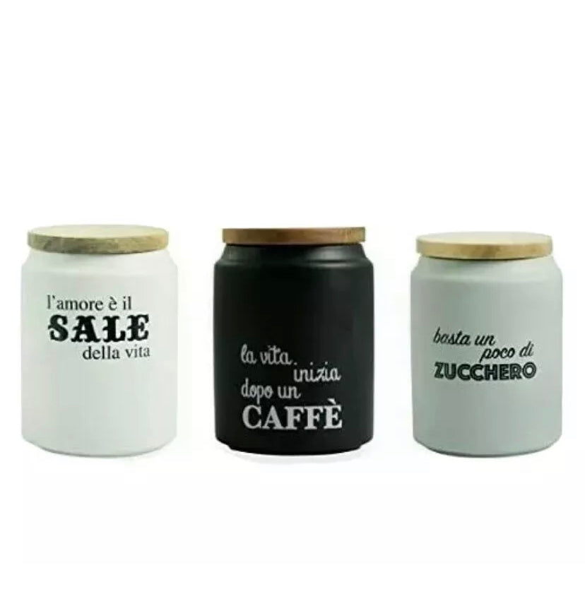 VILLA D'ESTE HOME TIVOLI IDEE MODERN SET 3 BARATTOLI CAFFE' SALE E ZUCCHERO
