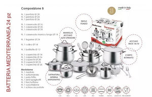 Batteria pentole 24pz Mediterranea Barazzoni