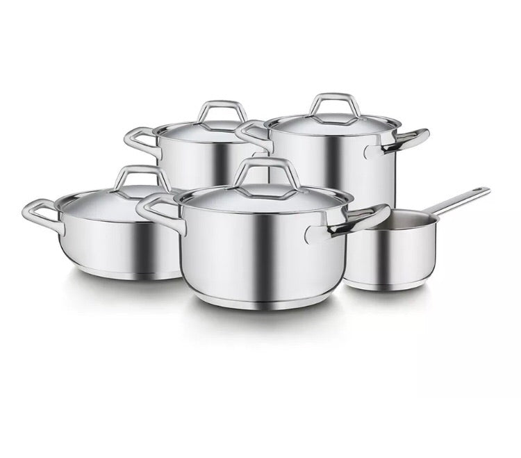 Barazzoni Chef Line Batteria 9 Pezzi, Acciaio Inossidabile