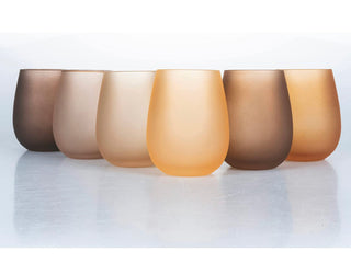Villa d’Este Home Tivoli Happy Hour Chocolate Set 6 bicchieri acqua frosted in vetro 500 ml