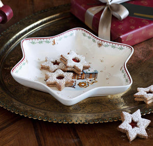 Villeroy & Boch Winter Bakery Delight Ciotola Media, Porcellana, Rosso/Multicolore (Pan di Zenzero), Ciotolina a forma di stella