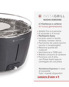 Classe Italy InstaGrill Barbecue a Carbone Senza Fumo da Tavolo. Ottimo per terrazza Campeggio o gite fuori porta.