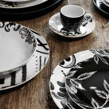 FADE BLACK & WHITE 2.0 SERVIZIO DI PIATTI TAVOLA 18 PEZZI IN PORCELLANA