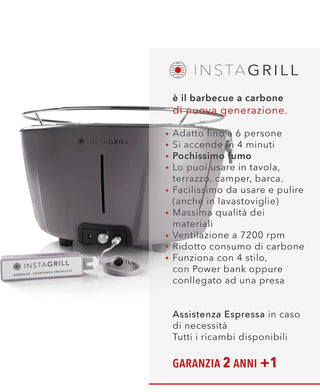 Classe Italy InstaGrill Barbecue a Carbone Senza Fumo da Tavolo. Ottimo per terrazza Campeggio o gite fuori porta.