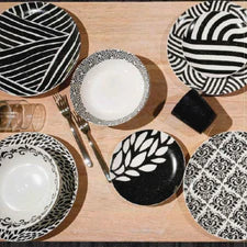 FADE BLACK & WHITE 2.0 SERVIZIO DI PIATTI TAVOLA 18 PEZZI IN PORCELLANA