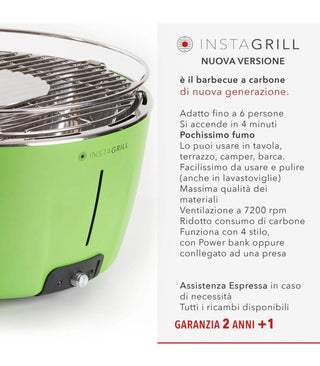 Classe Italy InstaGrill Barbecue a Carbone Senza Fumo da Tavolo. Ottimo per terrazza Campeggio o gite fuori porta.