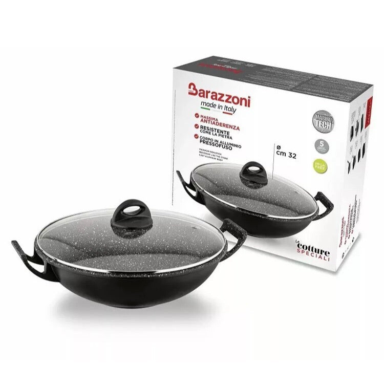 Barazzoni Gli Speciali Wok con Coperchio in Vetro Linea Pressofuso Alluminio ...
