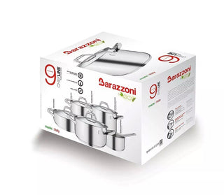 Barazzoni Chef Line Batteria 9 Pezzi, Acciaio Inossidabile